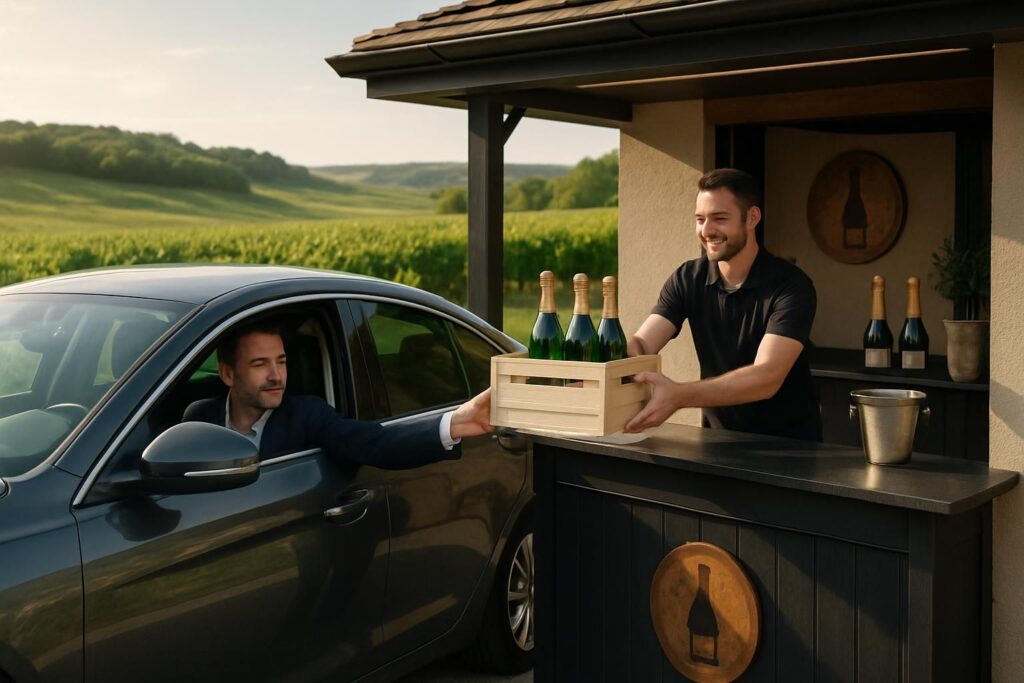 découvrez en champagne le premier service de «drive» innovant, conçu pour simplifier et accélérer l'achat de vos bouteilles de vin préférées en toute convivialité.