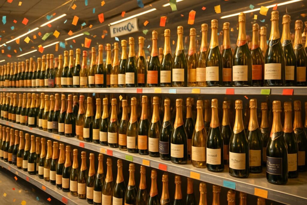 the champagne section at e. leclerc bursts with an irresistible shower of promotions 8 découvrez le rayon champagne chez e. leclerc avec des promotions irrésistibles à ne pas manquer pour célébrer toutes vos occasions.