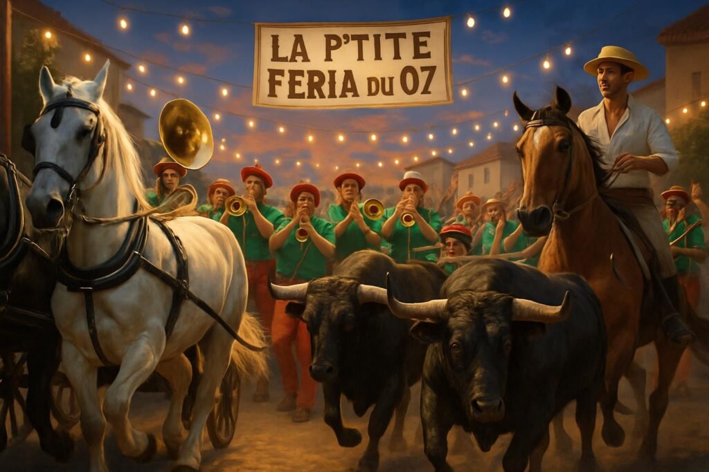 découvrez le lancement vibrant de la p’tite feria du 07 en champagne, avec des chevaux, taureaux et bandas pour une ambiance festive et traditionnelle inoubliable.