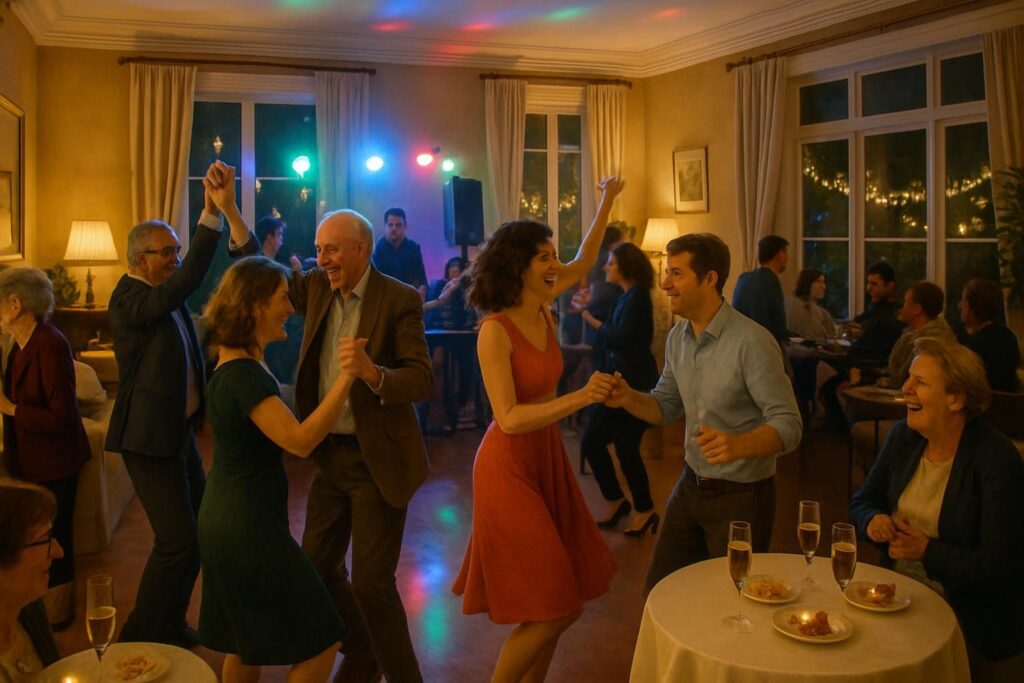 participez à une soirée dansante pleine de joie et d'animations à la résidence de champagne-mouton. une expérience conviviale à ne pas manquer !
