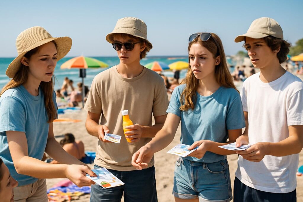 à champagné, des adolescents motivés s'engagent activement pour sensibiliser le public aux dangers du soleil sur les plages et promouvoir une protection solaire efficace.