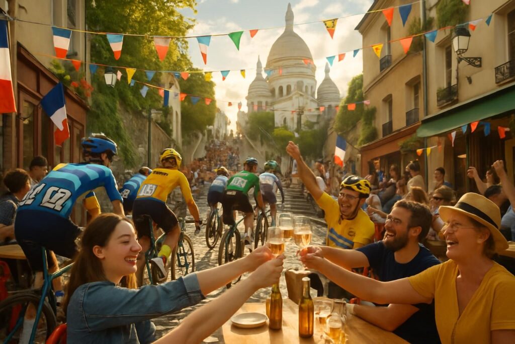 découvrez le tour de france à montmartre : acte ii, une célébration pétillante et joyeuse qui promet de faire vibrer et trinquer tous les passionnés de vélo et de fête dans un cadre unique.