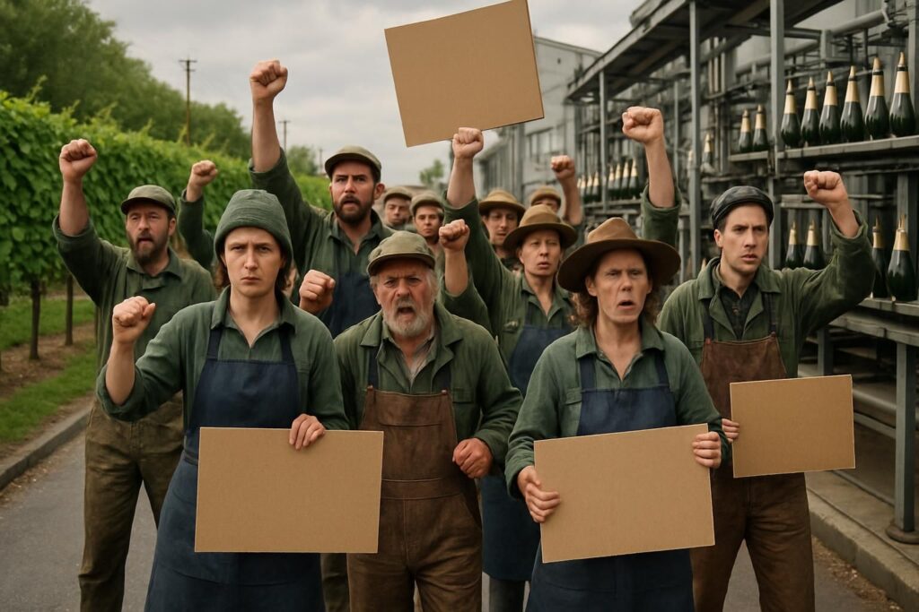 les syndicats du champagne envisagent une grève pour défendre et préserver le droit fondamental de manifester, menaçant l'industrie emblématique.
