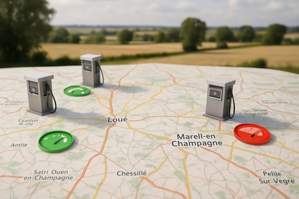 comparez les prix du gasoil diesel à loué et mareil-en-champagne pour trouver la station-service la moins chère et faire des économies sur votre carburant.