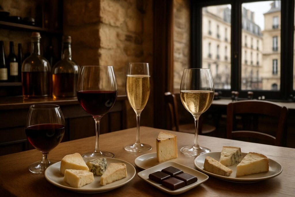 explorez des expériences uniques de dégustation à paris, alliant vins, champagnes, fromages, chocolats et spiritueux pour un voyage gustatif inoubliable.