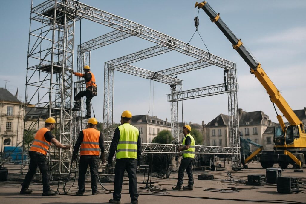 quatre jours intenses dédiés à l'installation de la scène de la foire lors de l'espace concerts à châlons-en-champagne, pour préparer un événement inoubliable.